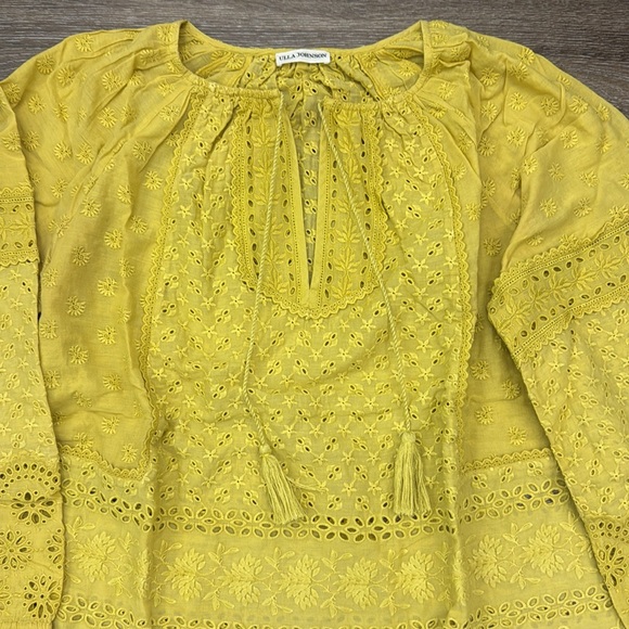 Ulla Johnson yellow multi eyelet peasant top - Picture 2 of 5